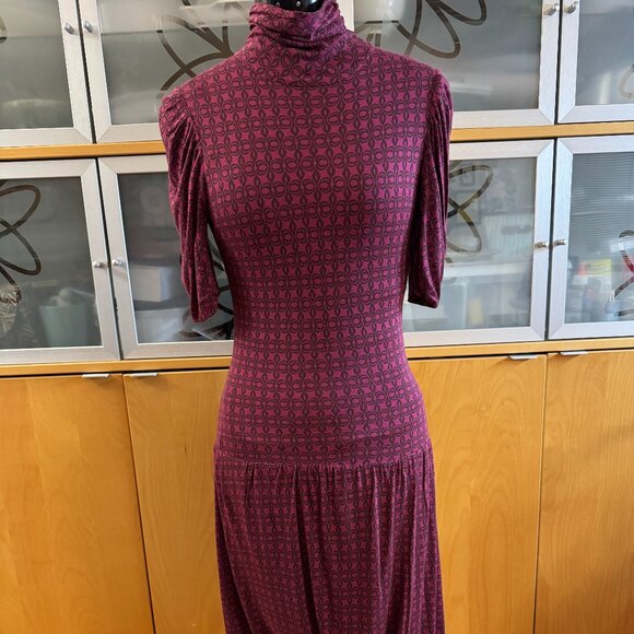 Karanina Print Silk Jersey High Neck Bubble Hem Dress Size 4 - Picture 1 of 9